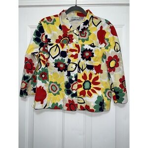 Vintage Patchington 90s Floral Print Multi Color Button Down Blazer Jacket M Y2K